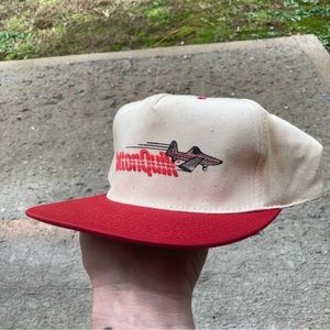 Vintage CottonQuik Airplane Snapback Trucker Hat Retro Plane Ball Cap Flying